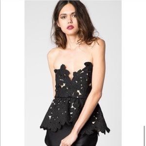 STONE COLD FOX Lace Pattern Strapless Crop Top